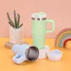 Taza de Coche Portátil de 14 oz con Asa, Taza de Hielo para Coche de Acero Inoxidable 304, Taza Infantil con Popote, Aislada al Vacío