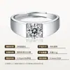 Anillo de Plata S925 con Moissanita, Anillo Sencillo Estilo Ins para Hombre, Anillo de Compromiso de Lujo Ligero, Tamaño Ajustable, En Stock para Venta al por Mayor