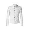 Camisa CsmyRever React de Cuello Alto y Puntiagudo, Rayas, Hombro Recto, Manga Larga para un Viaje Elegante