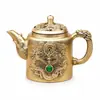 Bule giratório popular de dragão e fênix em latão, cantil, chaleira, ornamento decorativo criativo para mesa, pequeno bule, em estoque na fábrica