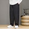 Pantalones casuales con estampado de gamuza retro de estilo chino para hombre, otoño e invierno de 2024, holgados y juveniles.