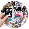 50 Piezas Pegatinas TDAH Cuidado para la Enfermedad Energía Positiva Inglés Transfronterizas Impermeables Pegatinas Decorativas para Teléfono y Computadora