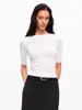 Camiseta de Lyocell de Alta Inteligência com Uma Alça e Manga de Cinco Pontos para Mulheres 2026 Novo Verão Slim Top Curto