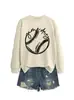 Dia de Jogo Amazon Ebay Site Independente Moda Casual Versátil Suéter de Manga Longa com Gola Redonda Feminino Camada Base Comércio Exterior