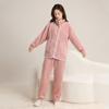 Ropa de Casa Cálida de Franela para Hombres y Mujeres de Otoño e Invierno, Cuello Alto o Cuello Solapa, Sencillo Juego de Pijama Engrosado para Parejas