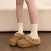 Pantuflas de Piel Gruesas Versátiles de Moda Retro para Mujer Invierno 2026 Uso Exterior Calientes Cómodas con Felpa Zapatos de Algodón Birkenstock