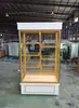 Armário de pão branco armário modelo bolo de aniversário armário de amostra personalizado armário de exposição dourado ferro forjado madeira maciça vidro