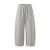 Pantalones de chándal texturizados estilo americano para hombre, corte relajado para hombre, pantalones largos casuales holgados y fluidos de pierna ancha