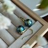 Pendientes de Cáñamo Shijia Zhenduo Color Verde Peacock Perla de 12 mm de Alta Calidad para Mujer, Pendientes de Zapatos de Tacón Alto de Alta Gama, Pendientes de Estilo Francés