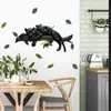 Pegatina de Pared con Imagen de Pantera Negra Atractiva Transfronteriza para Dormitorio, Sala de Estar, Entrada, Pared de Fondo, PVC Autoadhesiva Removible