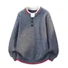 Suéter Pulóver de Punto para Hombre Otoño Invierno Bloque de Color Falso Dos Piezas Cuello Redondo Moda Juvenil Holgado Casual Capa Base de Punto