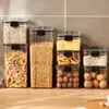 Cozinha multi-grãos macarrão armazenamento jarra nozes doces produtos secos frasco de armazenamento quadrado transparente fivela jarra de armazenamento seco