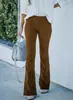 Pantalones de pana acampanados de cintura alta ajustados de color liso para mujer, con cintura elástica, de moda casual, para la primavera y el otoño 2026, transfronterizos