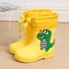 Botas de chuva infantis botas de chuva fechadas forradas de fleece para meninos antiderrapantes bebê crianças meninos dinossauro criança Crianças Meninas sapatos d'água