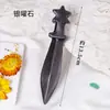Adorno de adaga de obsidiana bruta natural, faca de adereço esculpida à mão, peça de mão, decoração de presente de inauguração de casa para mesa