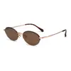 Óculos de Sol Meia Aro em Titânio Puro 52 Armação Oval PJ75184 Estilo Old Money Feminino Óculos de Sol com Proteção UV MM98724 Tendência