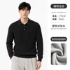 Suéter de Tricô Gola Alta Cor Sólida Estilo Old Money Masculino Textura Ondulada Caimento Solto Manga Longa Pulôver Top Masculino
