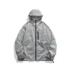 Chaqueta con Capucha de Protección Solar de Color Sólido y Parches UPF50+ de Marca, Tendencia para Exteriores para Hombres, Ropa Versátil de Corte Holgado para Parejas para Protección Solar