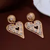 Pendientes de Corazón de Diamante de Aguja de Plata Transfronterizos Pendientes Europeos y Americanos Retro Exagerados Pendientes Elegantes de Nicho de Gama Alta para Mujeres