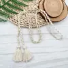Corda de Cintura com Miçangas de Costura Borla Dupla Borla de Algodão Borla para Roupa Pingente para Bolsa Borla Artesanal Acessórios de Joias