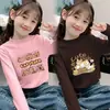 Nueva Camiseta de Manga Larga para Niños con Cuello Alto de Terciopelo, Camisa Básica Casual de Otoño e Invierno para Niñas, Tops Cálidos para Niños Talla Mediana y Grande