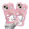Orelhas de Gato Mary Fofas Adequadas para Capa de Celular Apple 15Pm Iphone18 Novo Modelo Feminino 16 Suporte Duplo 17 Desenho Animado