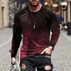 2026 Nova Camiseta Masculina de Manga Longa Estampa 3D Moda Europeia Americana Amazon Roupas Masculinas Top Sexy Novo