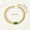 Pulsera de Esmeralda y Diamante Transfronteriza Europea y Americana Nicho Exquisita Gama Alta Lujo Ligero Diseño Geométrico Pulsera de Cadena de Empalme