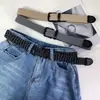 Cinto de Lona Feminino Decorativo Elástico Trançado Masculino Jeans com All-match Sem Furos Stretch Simples Moderno