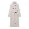 Ropa Europea y Americana de Mujer Transfronteriza, Moda Casual Popular en Aliexpress, Abrigo Largo de Lana Holgado de Doble Botonadura y Cuello Alto