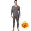 Comercio Exterior Conjunto de Ropa Interior Cálida de Terciopelo Dorado para Hombres y Mujeres Otoño e Invierno Más Terciopelo Resistente al Frío Ropa y Pantalones de Otoño para Jóvenes, Adultos de Mediana Edad y Ancianos