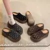 Birkenstocks de Solado Grosso para Aumentar a Altura Femininos para Uso Externo Outono/Inverno 2026 Novidade Suede Slip-on Bico Fechado Meio-chinelos Birkenstock