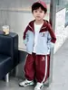 Conjunto de Cortavientos de Primavera y Otoño para Niños, Conjunto Deportivo Elegante de Dos Piezas tipo Cardigan Estilo Coreano para Niños, Ropa para Niños para Comercio Exterior