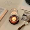Estilo retro transparente Zen retro estilo casero pantalla de lámpara a prueba de viento decoración estilo chino cena a la luz de las velas portavelas redondo de vidrio