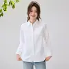 Camisas Casuais para Mulheres, Tops para Primavera, Verão e Outono, Novos Produtos 2026, Design Simples, Camisas de Algodão com Gola Lapela de Manga Longa para Roupa de Trabalho
