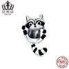 Evelle Lindo Mapache Abalorios Moda Negro Gota de Aceite Pulsera Accesorios Plata Esterlina s925 Plata Joyería con Abalorios