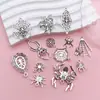 Venta Caliente Transfronteriza Plata de Xizang Araña de Halloween Telaraña Animal Colgante Colgante DIY Exagerado Elegante Pendientes Accesorios de Collar