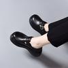 Sapatos de plataforma femininos 2025 primavera novo estilo coreano bico redondo fivela de cinto boca profunda sapatos de camada única um sapatos dois-uso britânico pequeno sapatos de couro
