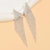 Aretes largos de cadena de diamantes de imitación de alta calidad para mujer, temperamento moderno, aretes de borla de diamantes completos, aretes a juego con vestido