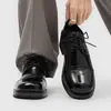 Zapatos de cuero para hombre con punta cuadrada, estilo británico de alta gama, casual y versátiles, formales de negocios, zapatos Derby - 14648