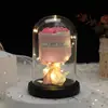 Buquê de Rosa Eterna Transfronteiriço, Decorações de Flores de Sabão Luminosas Cobertas de Vidro, Enfeites de Luz Noturna, Flores Eternas no Atacado