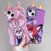 Orejas de Dibujos Animados Nick Judy para Apple 16PRO Funda de Teléfono con Doble Soporte Invisible 15 Silicona Resistente a Caídas 14/13