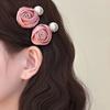Estilo Coreano Nuevo Celebridad de Internet Estilo Francés Hecho a Mano Flor Rosa Flequillo Accesorios para el Cabello Parte Trasera del Cabello Corea del Sur Clip Lateral Pinza para el Cabello