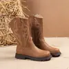 Botas Vaqueras Bordadas de Suela Gruesa Retro 2026 Otoño Botas Largas de Viaje del Oeste para Niños Europeos y Americanos Botas de Pradera Botas para Niñas