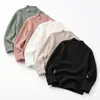 Otoño Invierno Comercio Exterior Ropa Infantil Suéter de Punto Vertical con Cuello Medio Alto Mezcla de Lana Color Sólido Tops para Niños y Niñas Transfronterizo