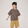 Camiseta de Manga Curta Changguo Clothing para Meninos Verão Infantil Retrô Bolinhas Manga Meia Manga Estilo Coreano Camiseta para Crianças