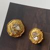 [Yisen] Botón de Diamante Cuadrado de Capullo de Flor de Cara Arrugada Estilo Europeo y Americano Pequeño Fragante Metal Ropa Abrigo de Piel Traje Abrigo Botón