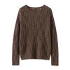 2025 Nuevo Otoño e Invierno Tencel Cachemira Cuello Redondo Tejido de Punto Manga Larga Cut Out Torcido Suéter Camiseta Base Top para Mujer