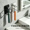 Portacepillos de dientes para baño sin taladro Acero Inoxidable Montado en la Pared Estante para Vasos de Enjuague Bucal Estante Drenante para Cepillos de Dientes de Baño en Casa