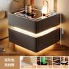 Mesa de cabeceira inteligente com suspensão estilo creme armário doméstico de madeira maciça simples carregamento sem fio bloqueio de senha Bluetooth Áudio